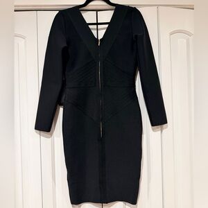 bebe Black Long Sleeve Bodycon Dress